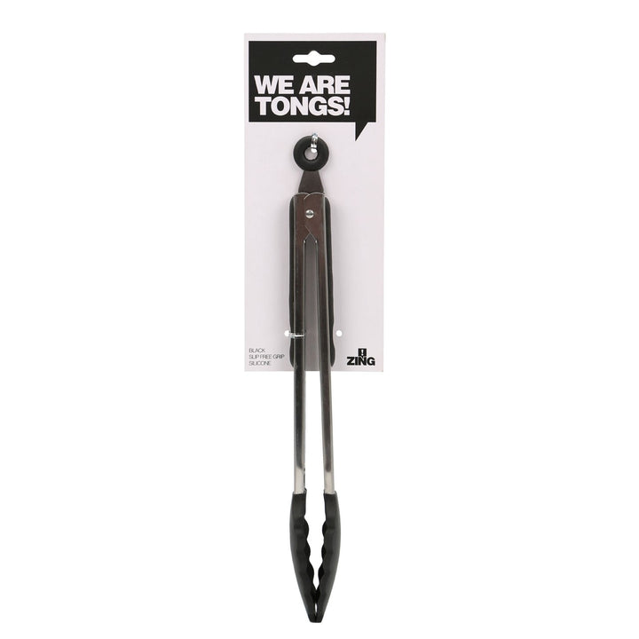 Zing - Silicone/Steel Tongs, Black - Adapt Avenue