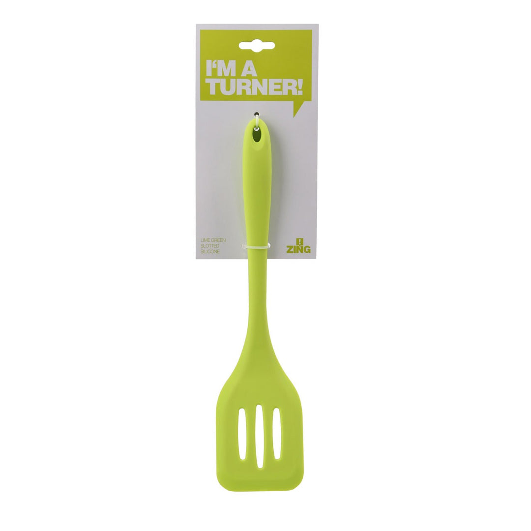 Zing - Silicone Slotted Turner, Lime Green - Adapt Avenue