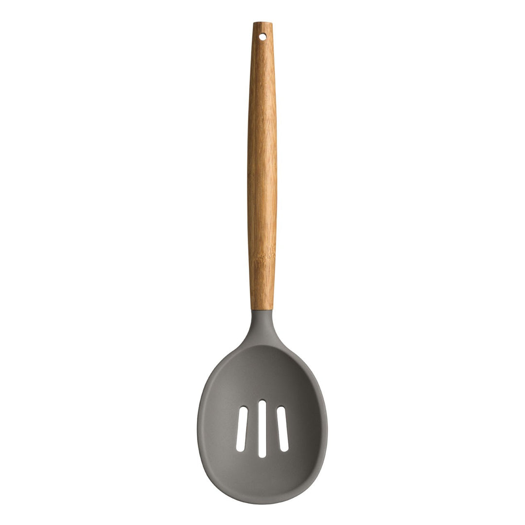 Bamboo/Silicone Slotted Spoon, Grey - Adapt Avenue