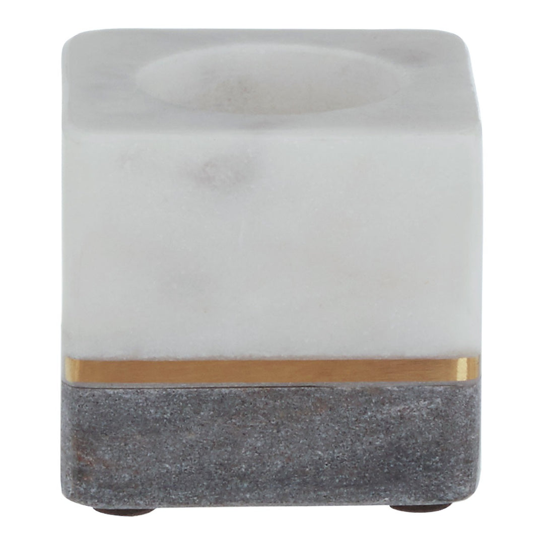 Kira White/Grey Marble Tea Light Holder