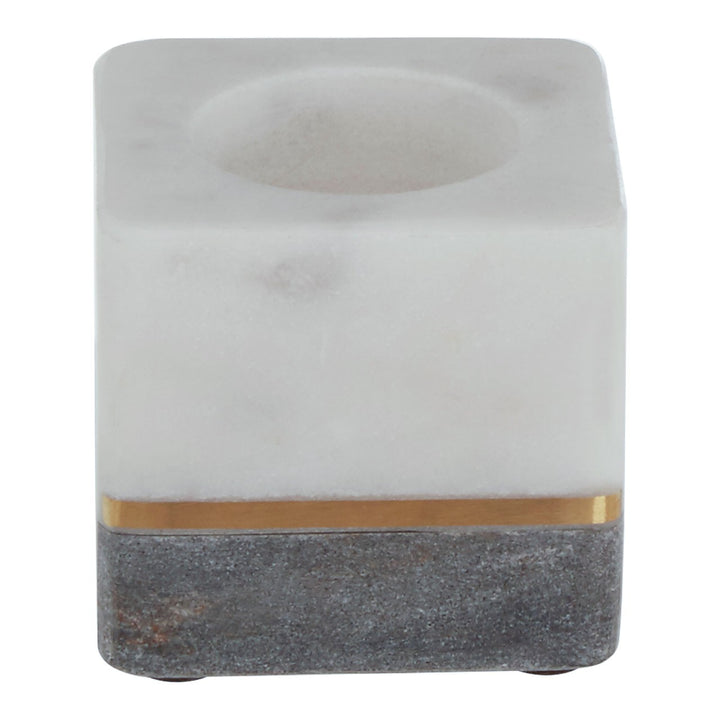 Kira White/Grey Marble Tea Light Holder