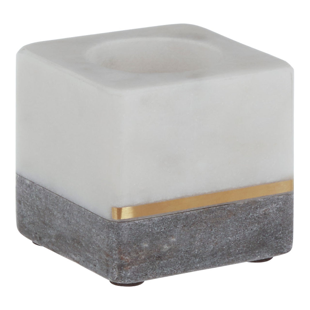 Kira White/Grey Marble Tea Light Holder